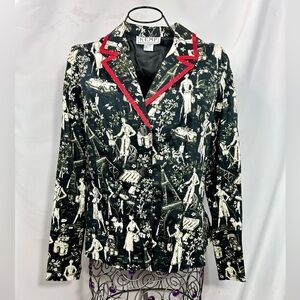 Vintage Kemp Collection black & white paris printed blazer size 12